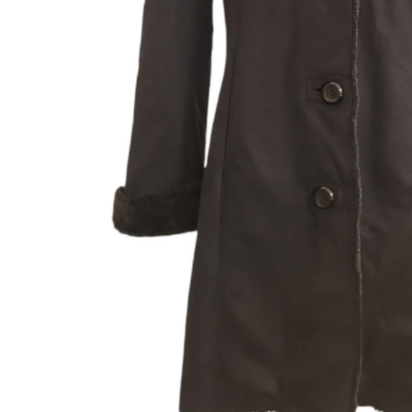 Elegant Black Coat with Faux Fur Scarf and Trim designer Ellen Tracy size small - Picture 11 of 11